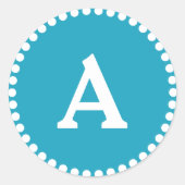 Personalisierter Monogramm-Umschlag Aufkleber blau (Vorderseite)