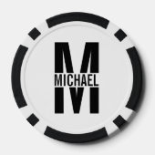 Personalisierter Monogramm- und Name-Schlüsselanhä Pokerchips (Rückseite)