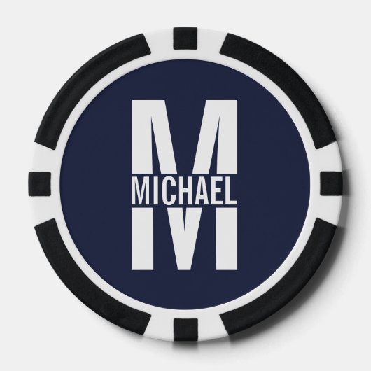 Personalisierter Monogramm- und Name-Schlüsselanhä Pokerchips (Vorderseite)