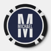 Personalisierter Monogramm- und Name-Schlüsselanhä Pokerchips (Rückseite)