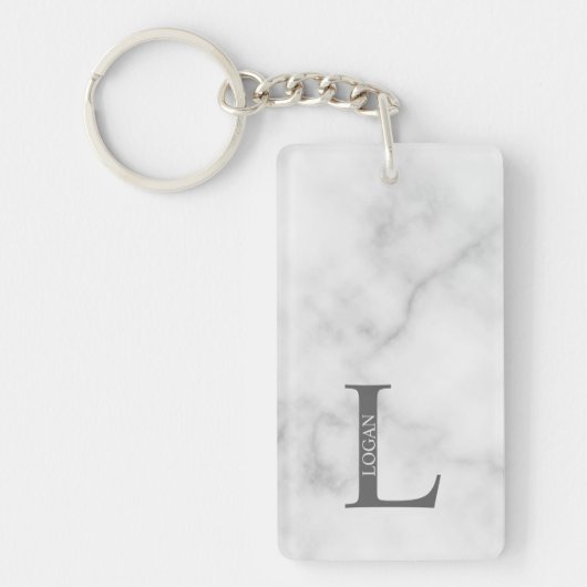 Personalisierter Monogramm- und Name-Schlüsselanhä Schlüsselanhänger (Vorderseite)