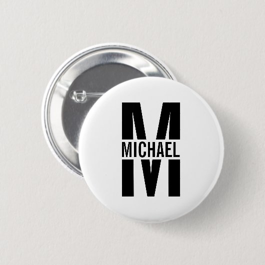 Personalisierter Monogramm- und Namens-Anstecker Button (Vorne & Hinten)