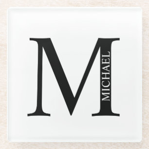 Personalisierter Monogramm-Untersetzer und Name Glasuntersetzer