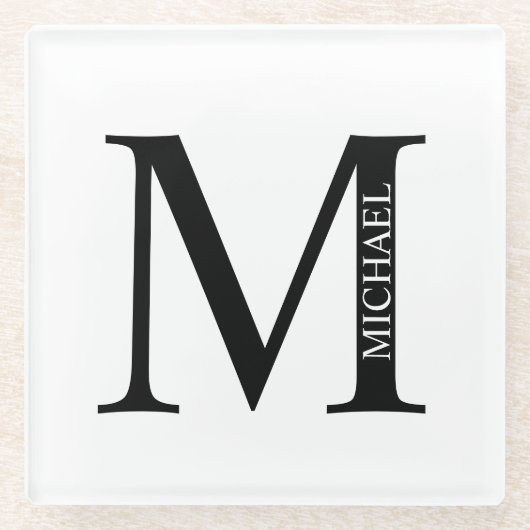 Personalisierter Monogramm-Untersetzer und Name Glasuntersetzer (Vorderseite)