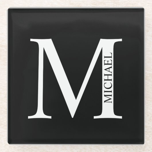 Personalisierter Monogramm-Untersetzer und Name Glasuntersetzer (Vorderseite)