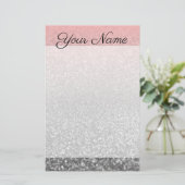 Personalisierter monogramm Vintager Glitzer glänzt Briefpapier (Stehend Vorderseite)