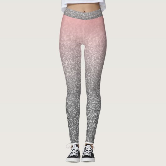 Personalisierter monogramm Vintager Glitzer glänzt Leggings (Vorderseite)