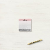 Personalisierter monogramm Vintager Glitzer glänzt Post-it Klebezettel (Auf Schreibtisch)