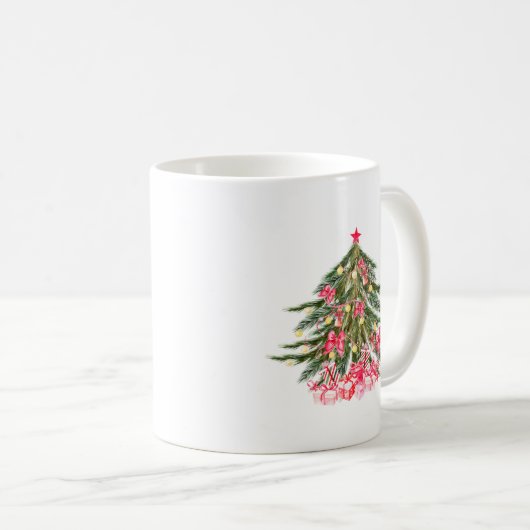 Personalisierter Monogramm-WeihnachtsWreath u. Kaffeetasse (VorderseiteRechts)
