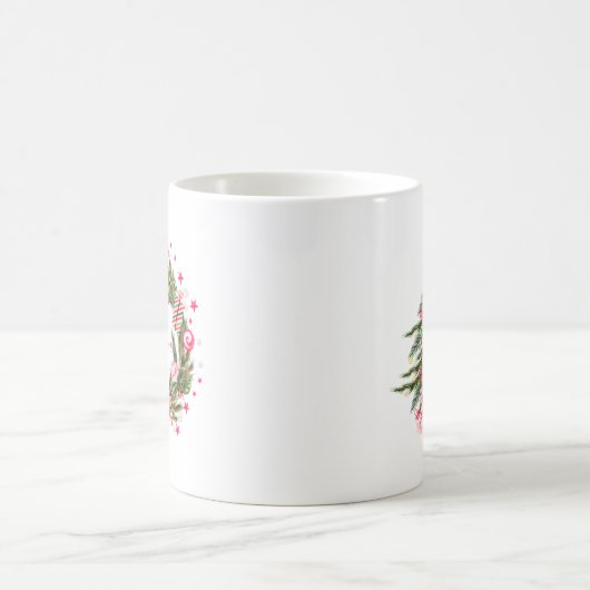 Personalisierter Monogramm-WeihnachtsWreath u. Kaffeetasse (Mittel)