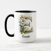 Personalisierter Monogramm-Wildblumen-Becher für F Tasse (Links)