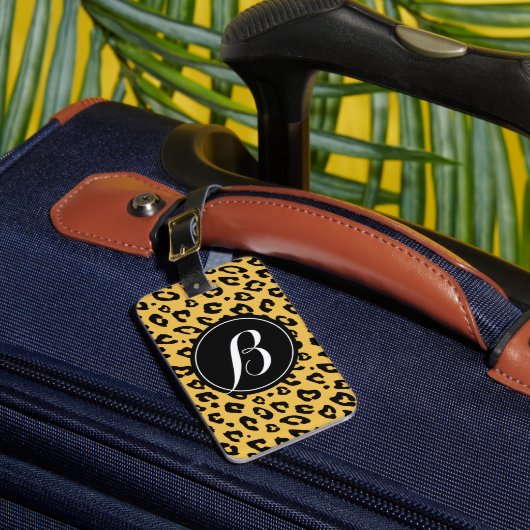Personalisierter Monogrammleoparddruck-Gepäckumbau Gepäckanhänger (Vorderseite Insitu 1)