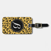 Personalisierter Monogrammleoparddruck-Gepäckumbau Gepäckanhänger (Vorderseite horizontal)