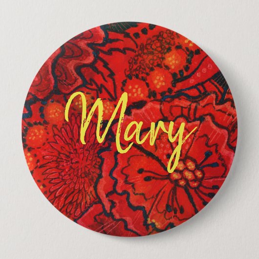 Personalisierter Monogrammname für Blume Button (Vorderseite)