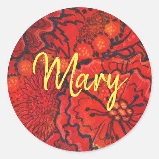 Personalisierter Monogrammname für Blume Runder Aufkleber (Vorderseite)