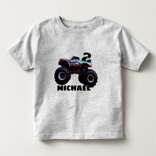 Personalisierter Monster Truck Geburtstag Kleinkind T-shirt (Vorderseite)