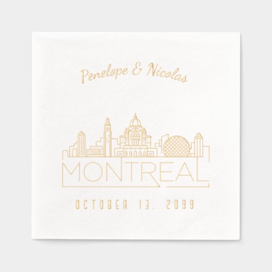 Personalisierter Montreal Wedding Napkins Gold Fos Servietten Mit Folie (Vorderseite)