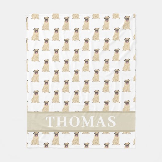 Personalisierter Mops Baby Blanket Fleecedecke (Vorderseite)