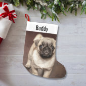 Personalisierter Mops Dog Foto und Ihr Mops Dog Na Kleiner Weihnachtsstrumpf