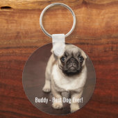 Personalisierter Mops Dog Foto und Ihr Mops Dog Na Schlüsselanhänger (Vorderseite)