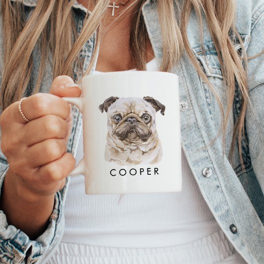 Personalisierter Mops Dog Name Hund Lover Geschenk Kaffeetasse