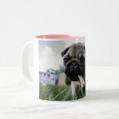 Personalisierter Mops Foto Hund Lover Zweifarbige Tasse (Vorderseite Links)