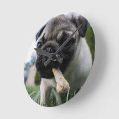 Personalisierter Mops Foto und Name Runde Wanduhr (Winkel)