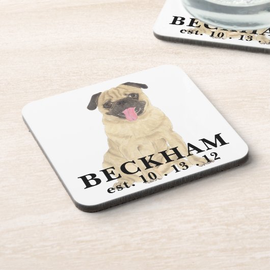 Personalisierter Mops Getränkeuntersetzer (Linke Seite)