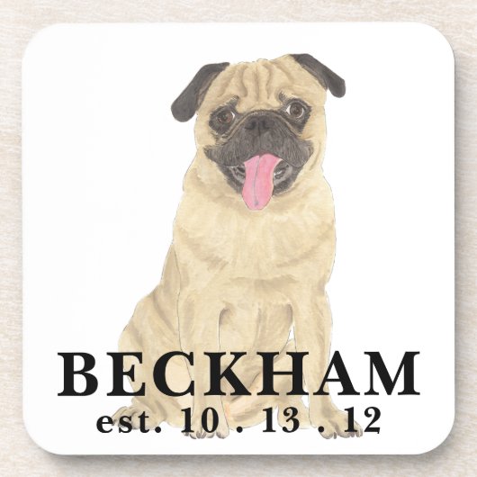 Personalisierter Mops Getränkeuntersetzer (Vorderseite)