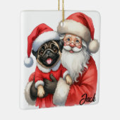 Personalisierter Mops Hund mit Santa Keramikornament (Rechts)