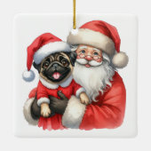 Personalisierter Mops Hund mit Santa Keramikornament (Rückseite)