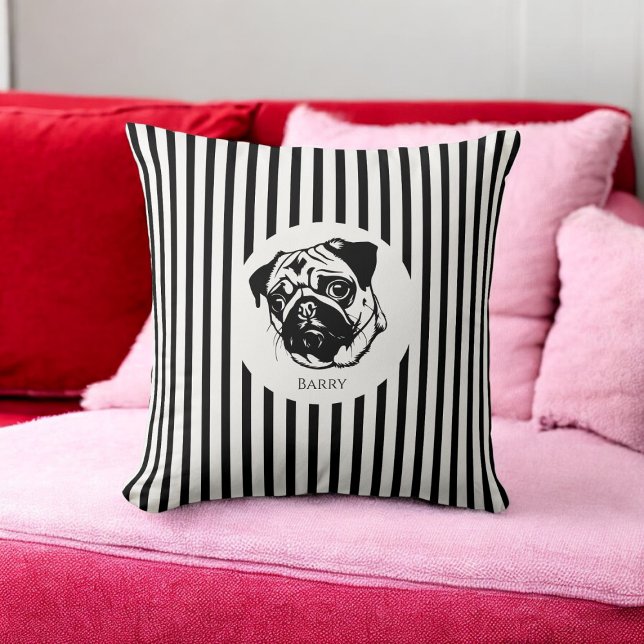 personalisierter Mops Hund stilvoll und modern Kissen (Von Creator hochgeladen)