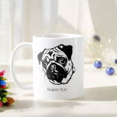 personalisierter Mops Hund trendy, stilvoll und in Kaffeetasse