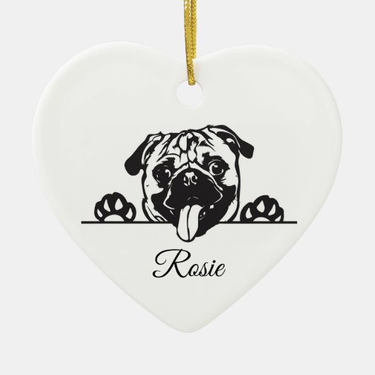 Personalisierter Mops Keramik Ornament (Vorne)