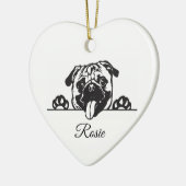 Personalisierter Mops Keramik Ornament (Links)