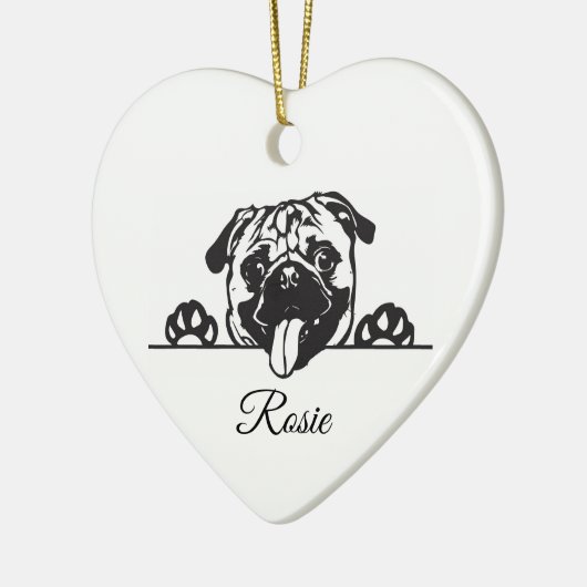 Personalisierter Mops Keramik Ornament (Links)