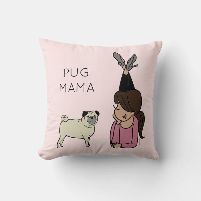 Personalisierter Mops Mama Throw Kissen (Vorderseite)