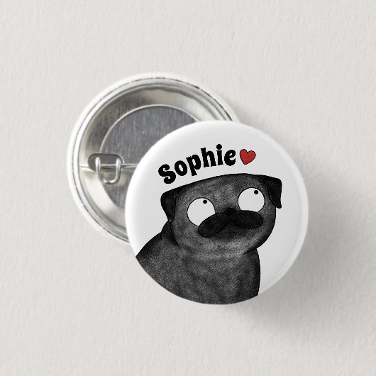 Personalisierter Mops-Name-Button, benutzerdefinie Button (Vorne & Hinten)