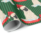 Personalisierter Mops Naughty Nice Weihnachtsmannm Geschenkpapier (Rolleneckpunkt)