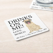 Personalisierter Mops Rechteckiger Pappuntersetzer (angewinkelt)