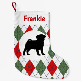 Personalisierter Mops-rotes und grünes Kleiner Weihnachtsstrumpf