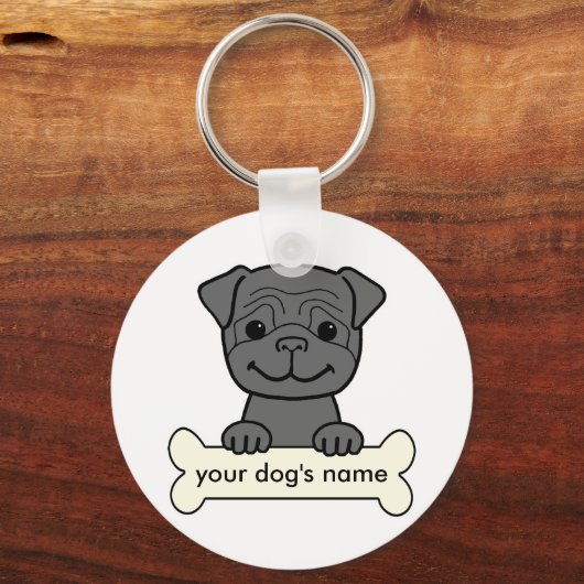 Personalisierter Mops Schlüsselanhänger (Vorderseite)
