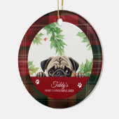 Personalisierter Mops Weihnachten Keramik Ornament (Links)