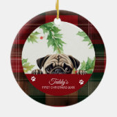 Personalisierter Mops Weihnachten Keramik Ornament (Hinten)