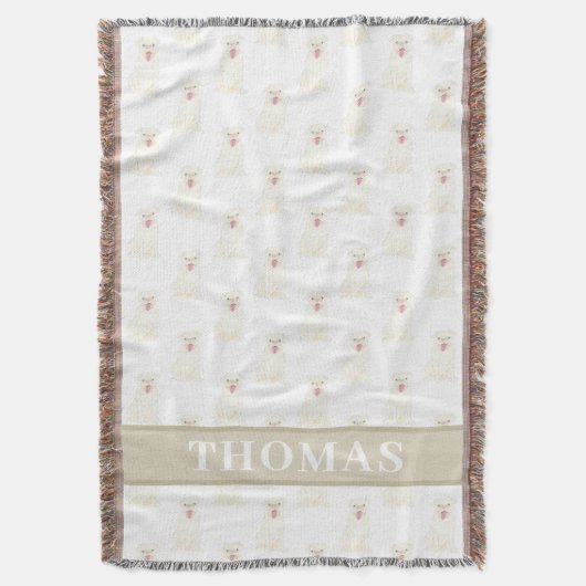 Personalisierter Mops (weiß) Decke (Vorderseite Vertikal)