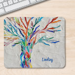 Personalisierter Mosaikbaum Mousepad<br><div class="desc">Dieses Mauspad ist mit einem bunten Mosaikbaum geschmückt. Einfach mit Ihrem Namen oder Monogramm anpassbar. Original Mosaik © Michele Davies.</div>
