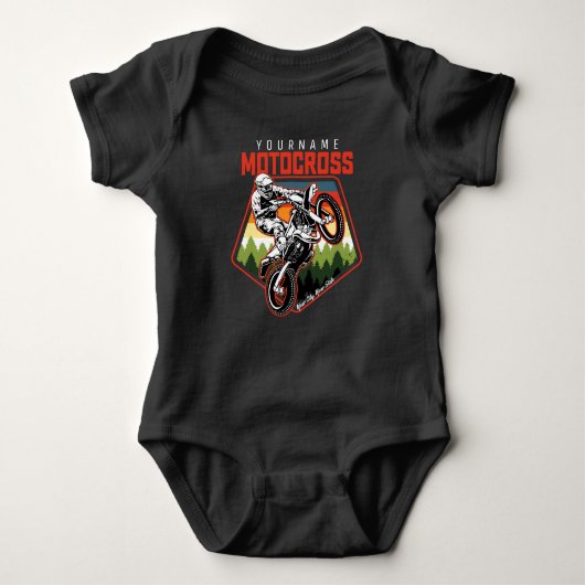 Personalisierter Motocross Racing Dirt Bike Trail Baby Strampler (Vorderseite)