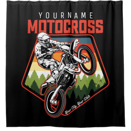 Personalisierter Motocross Racing Dirt Bike Trail Duschvorhang (Vorderseite)