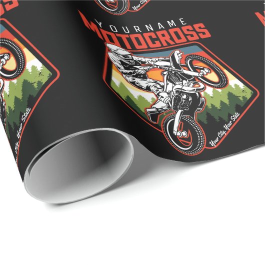 Personalisierter Motocross Racing Dirt Bike Trail Geschenkpapier (Rolleneckpunkt)
