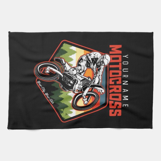 Personalisierter Motocross Racing Dirt Bike Trail Geschirrtuch (Horizontal)